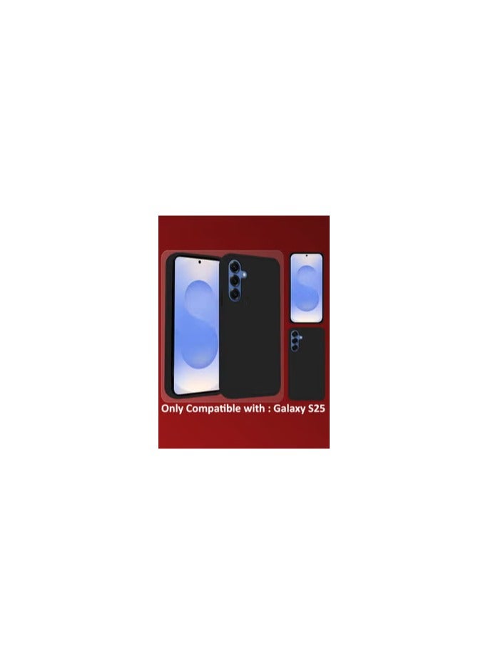 CATANES Galaxy S25 Case Silicone with Stand Function Finger Grip Case Cover / Black - Image 2