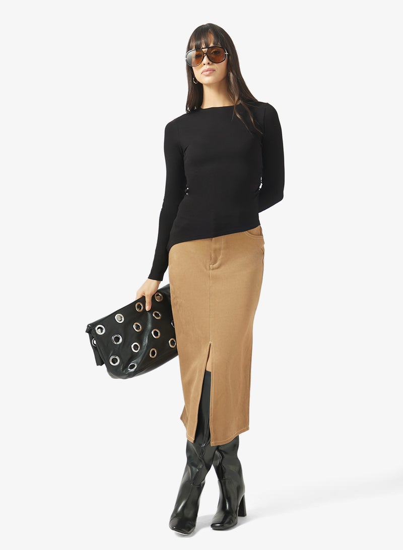 TOPSHOP Premium Rib Ruched Top - Image 4