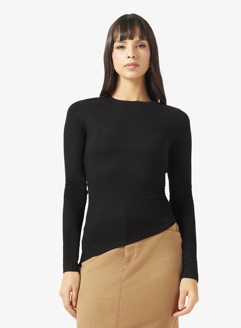TOPSHOP Premium Rib Ruched Top - Image 1