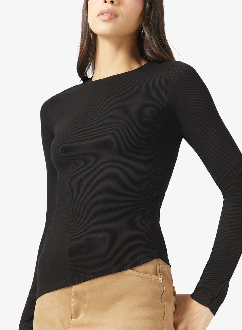 TOPSHOP Premium Rib Ruched Top - Image 3