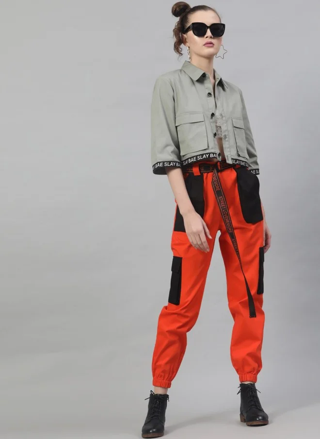 STREET 9  Orange Cargos for Women for Women | Best Price UAE