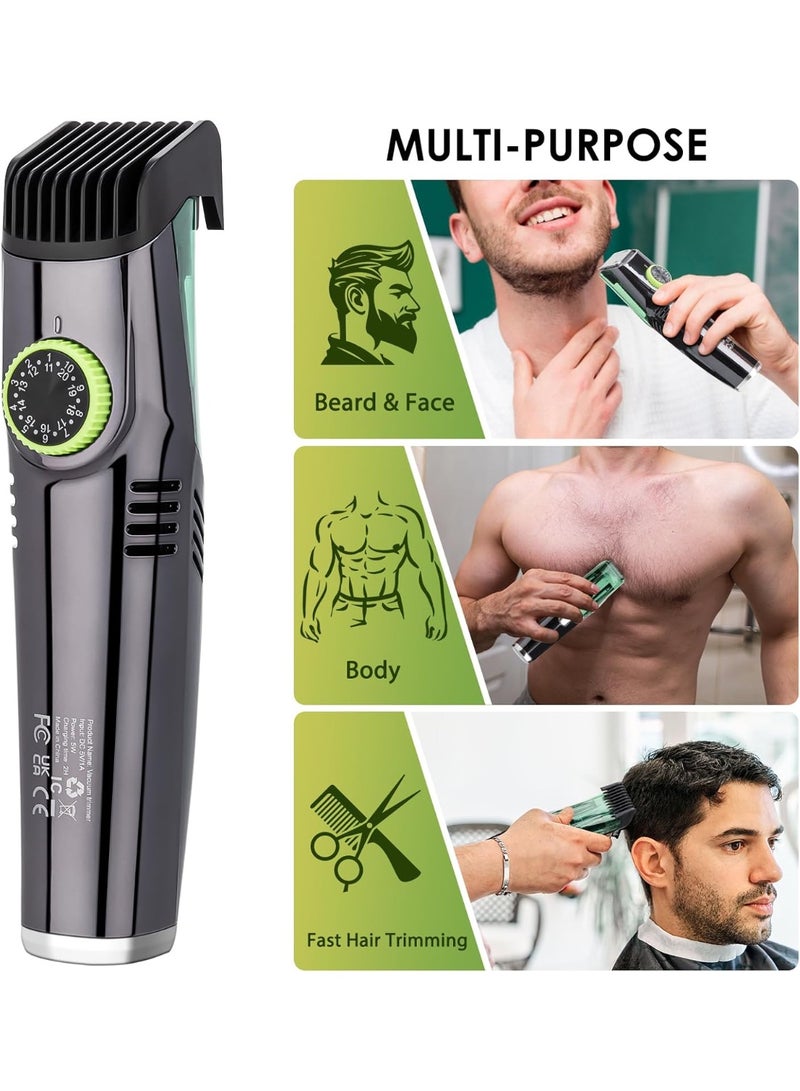 BlueFire Suction Pro Vacuum Trimmer for Men - Dual Motor IPX6 Waterproof Cordless Grooming Kit with Hair Suction, 20-Length Settings, Digital Display & 90 Min Runtime - Image 3