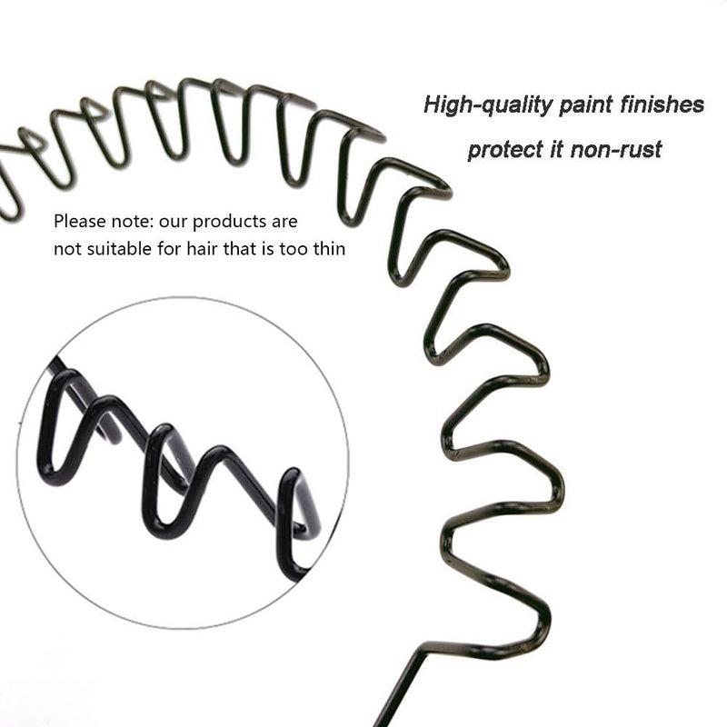 WantGor Metal Headbands, 2 Pack Fashion Unisex Black Hairband Spring Wave Non Slip Sports Headwear Hair Hoop Hair Accessories (2 Pack) - Image 3