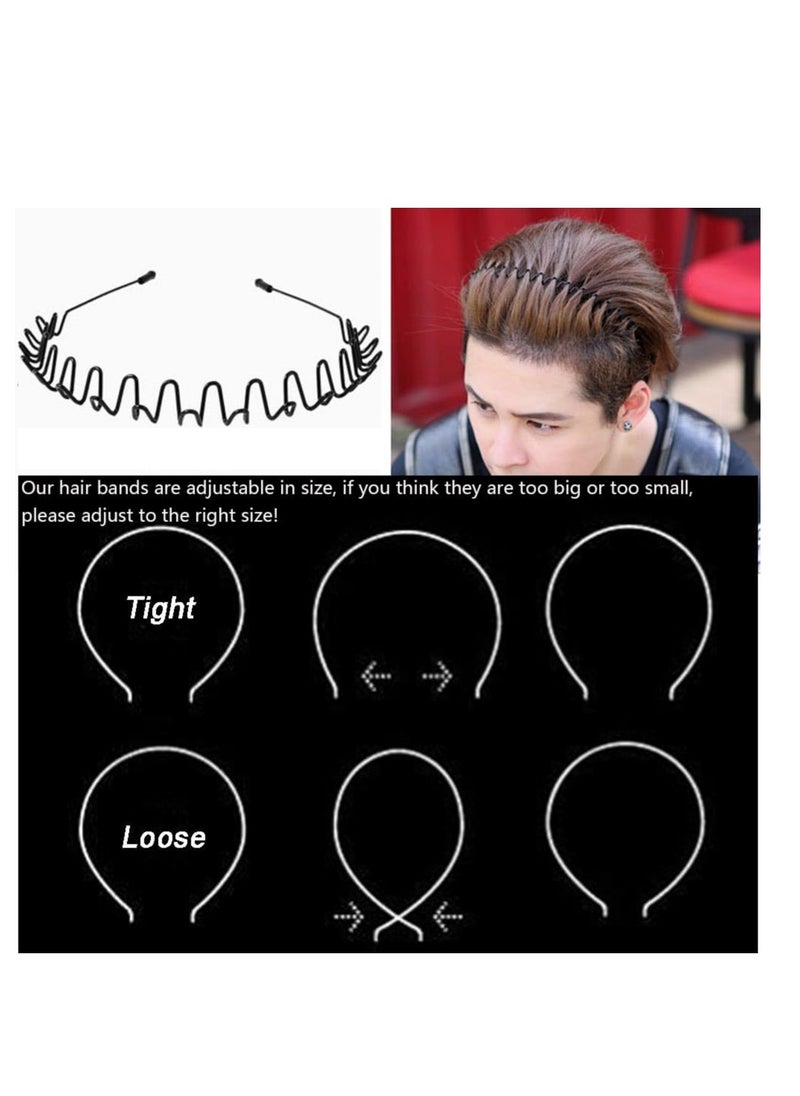 WantGor - WantGor Metal Headbands, 2 Pack Fashion Unisex Black Hairband Spring Wave Non Slip Sports Headwear Hair Hoop Hair Accessories (2 Pack) - Image 1