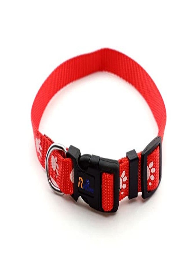 Pups&Pets طقم طوق ومقود مطبوع للحيوانات الأليفة من Pups&Pets مقاس 15 مم - طوق نايلون قابل للتعديل مع جرس للكلاب الصغيرة والمتوسطة، طقم طوق ومقود للجراء والكلاب والقطط (أحمر، النمط 1) - Image 5