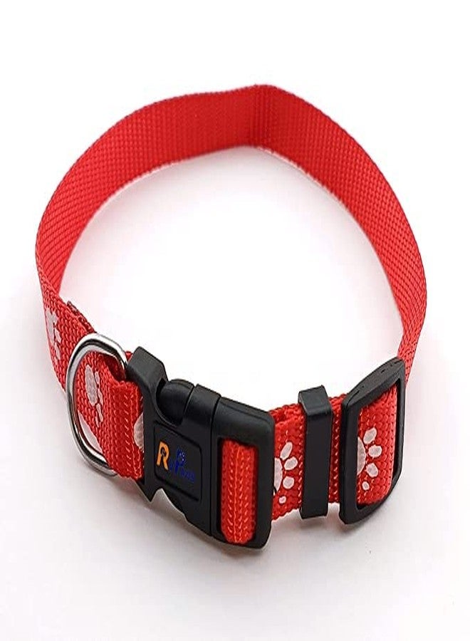 Pups&Pets طقم طوق ومقود مطبوع للحيوانات الأليفة من Pups&Pets مقاس 15 مم - طوق نايلون قابل للتعديل مع جرس للكلاب الصغيرة والمتوسطة، طقم طوق ومقود للجراء والكلاب والقطط (أحمر، النمط 1) - Image 2