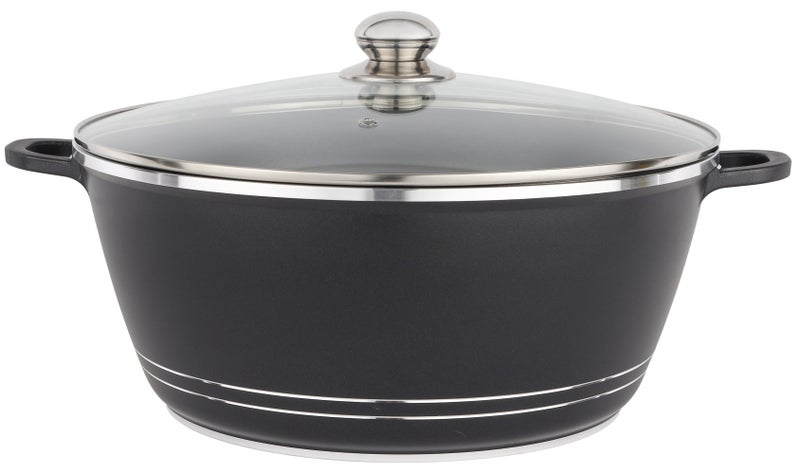 Delcasa 40 cm Die Cast Casserole DC3205 Non Stick Aluminum Cookware with Non-Stick Coating, Compatible with Hot Plate, Halogen, Gas Cooktops/ with Tempered Glass Lid - Image 1