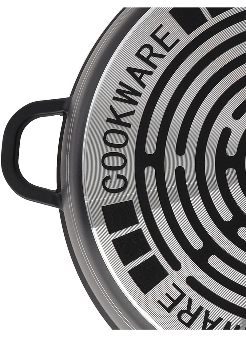 DELCASA Delcasa 40 cm Die Cast Casserole DC3205 Non Stick Aluminum Cookware with Non-Stick Coating, Compatible with Hot Plate, Halogen, Gas Cooktops/ with Tempered Glass Lid  - Image 3