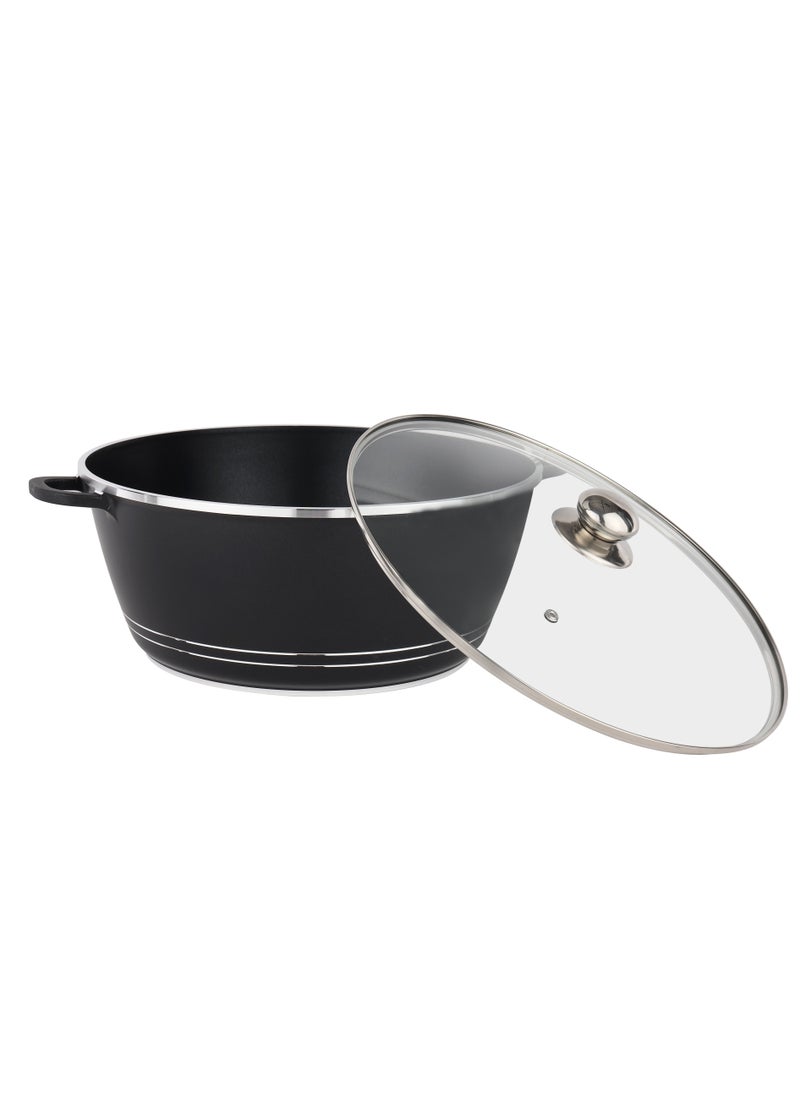 DELCASA Delcasa 40 cm Die Cast Casserole DC3205 Non Stick Aluminum Cookware with Non-Stick Coating, Compatible with Hot Plate, Halogen, Gas Cooktops/ with Tempered Glass Lid  - Image 4