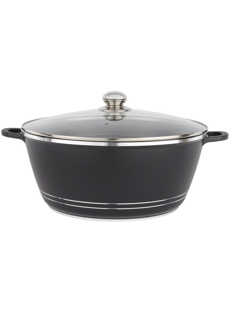 DELCASA Delcasa 40 cm Die Cast Casserole DC3205 Non Stick Aluminum Cookware with Non-Stick Coating, Compatible with Hot Plate, Halogen, Gas Cooktops/ with Tempered Glass Lid  - Image 1