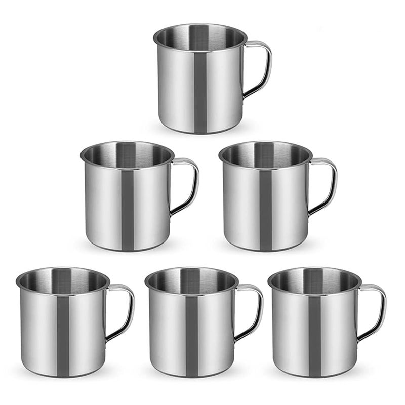 TBoxBo 6PcsSet 73CM Stainless Steel Coffee Cup Small Camping Mugs Small Metal Cup Durable Tea Mug Cup for Camping