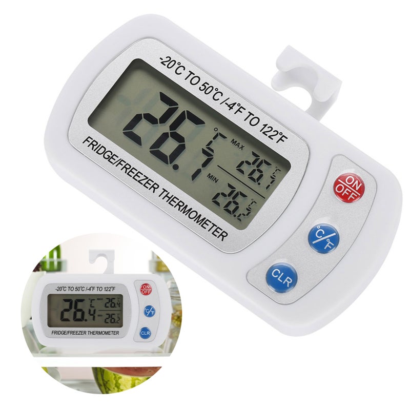 مقياس حرارة رقمي مبرد ثلاجة تجميد LCD كبير للمطبخ مع قاعدة/معلق قابل للتعديل - Image 3
