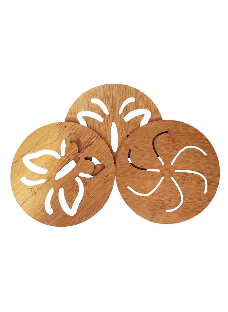 Prostuff.in Prostuffin Bamboo Wood Table Placemat Heat Resistant Hot Pot Round Coaster for Coffee Cup Big Bowls Dishes Dining Table for Kitchen Home 2 Pcs  - Image 5