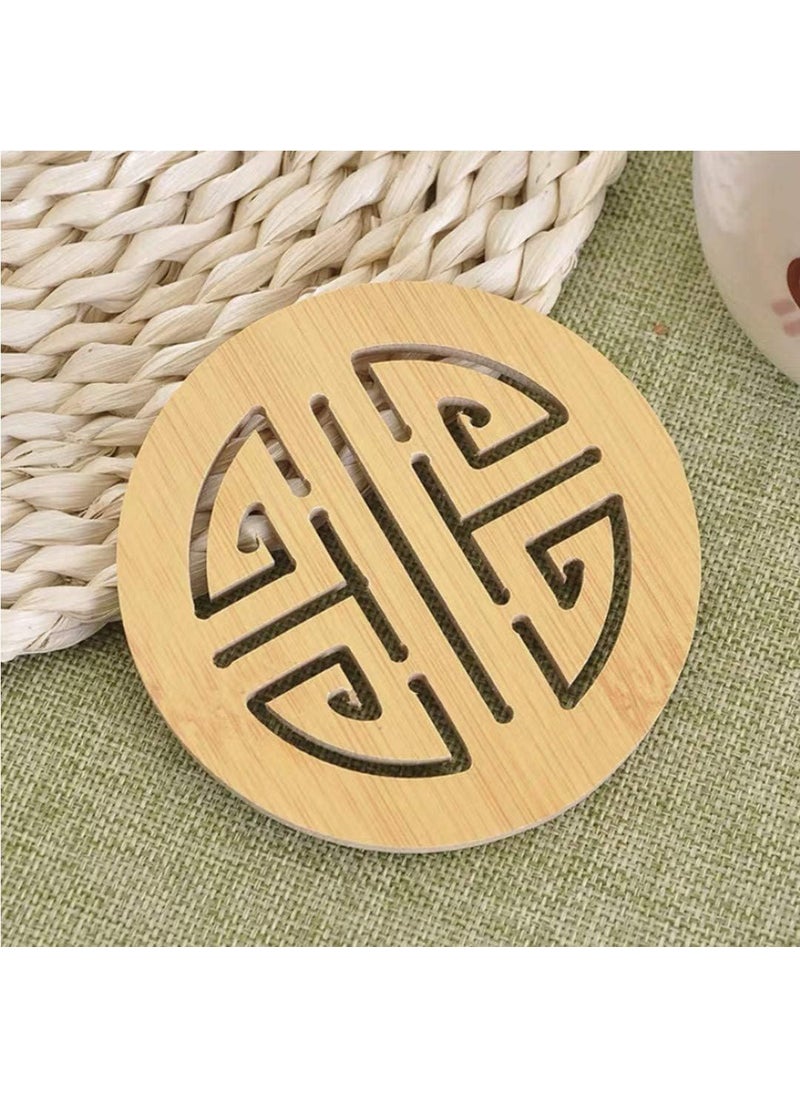 Prostuff.in Prostuffin Bamboo Wood Table Placemat Heat Resistant Hot Pot Round Coaster for Coffee Cup Big Bowls Dishes Dining Table for Kitchen Home 2 Pcs  - Image 4