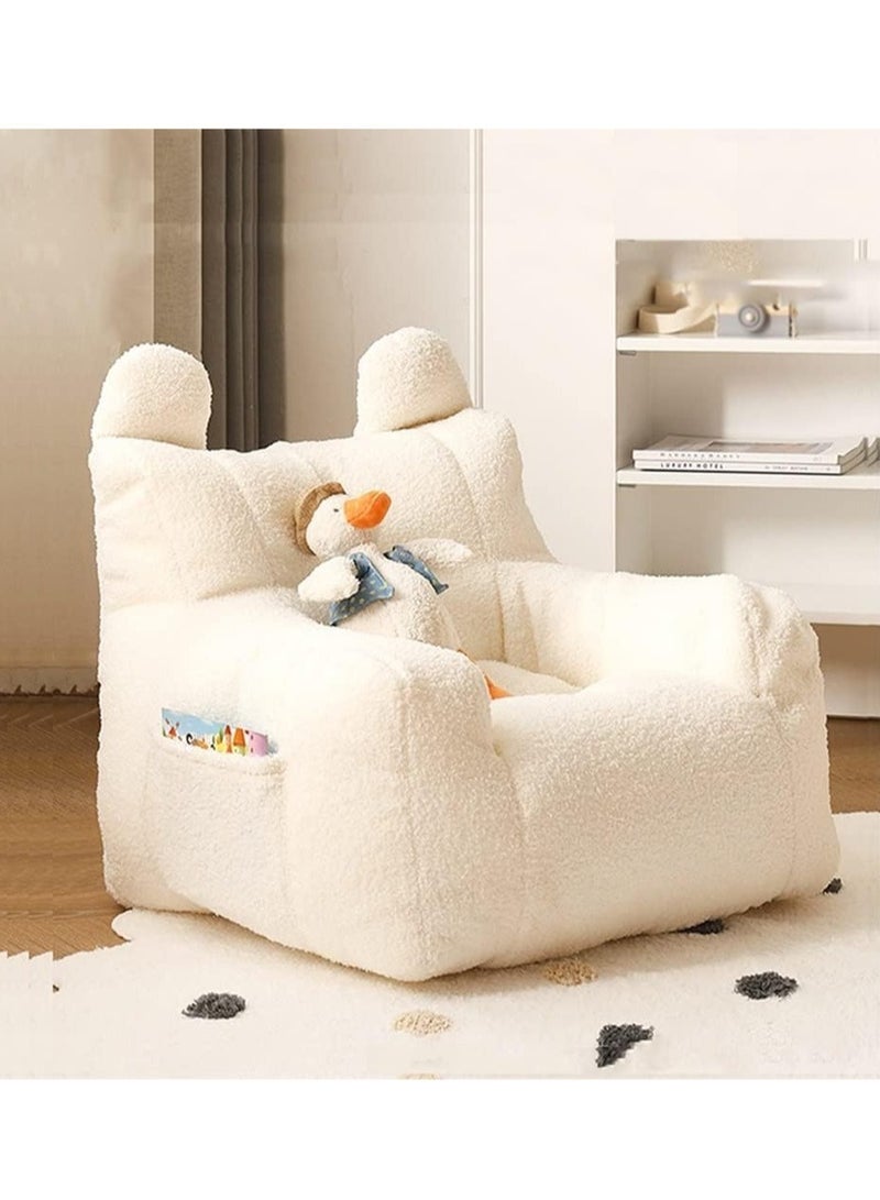 Generic Bean Bag Chair for Kids - Stuffed Animal Storage Bean Bag - Children Sofa Cute Small Bean Bag Chair with Filling Fleece Floor Seat Armchair Boy Girl Bedroom Couch Kids Furniture  - Image 1