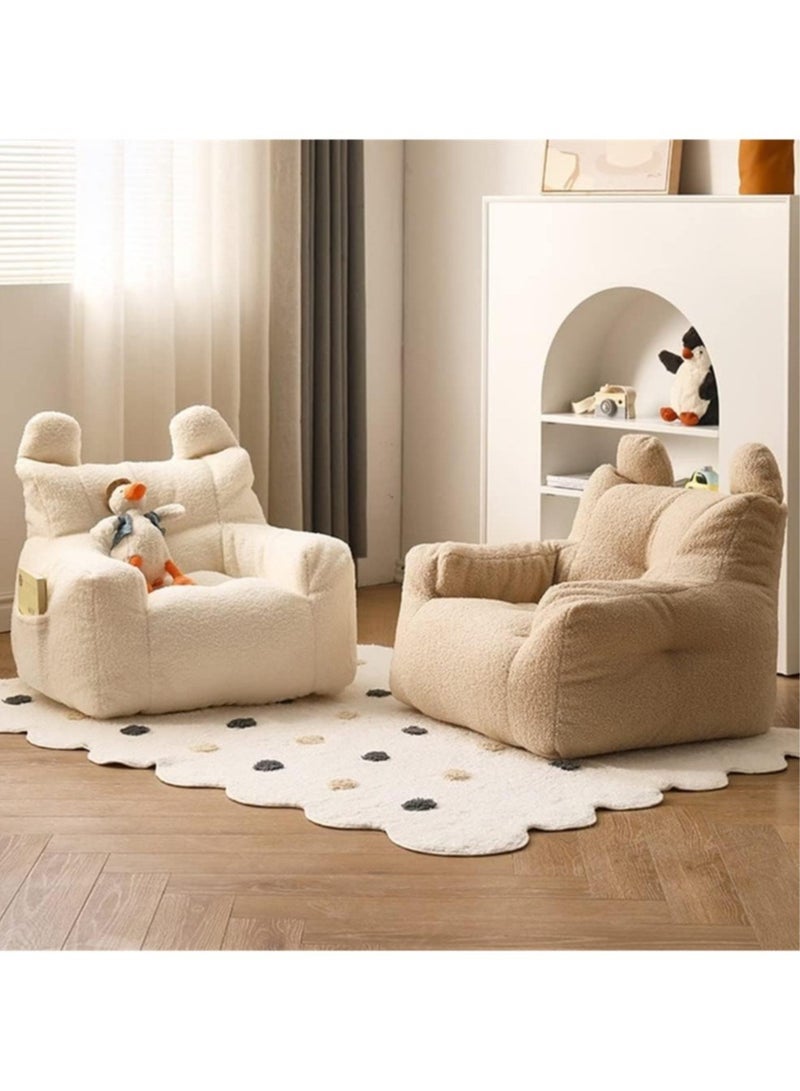 Generic Bean Bag Chair for Kids - Stuffed Animal Storage Bean Bag - Children Sofa Cute Small Bean Bag Chair with Filling Fleece Floor Seat Armchair Boy Girl Bedroom Couch Kids Furniture  - Image 2