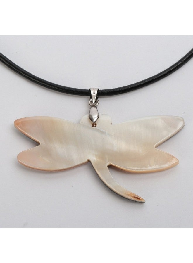 YACQ Hiddleston Womens Abalone Shell Dragonfly 925 Sterling Silver Black Leather Cord Pendant Necklace 18+2 Inch - Image 5
