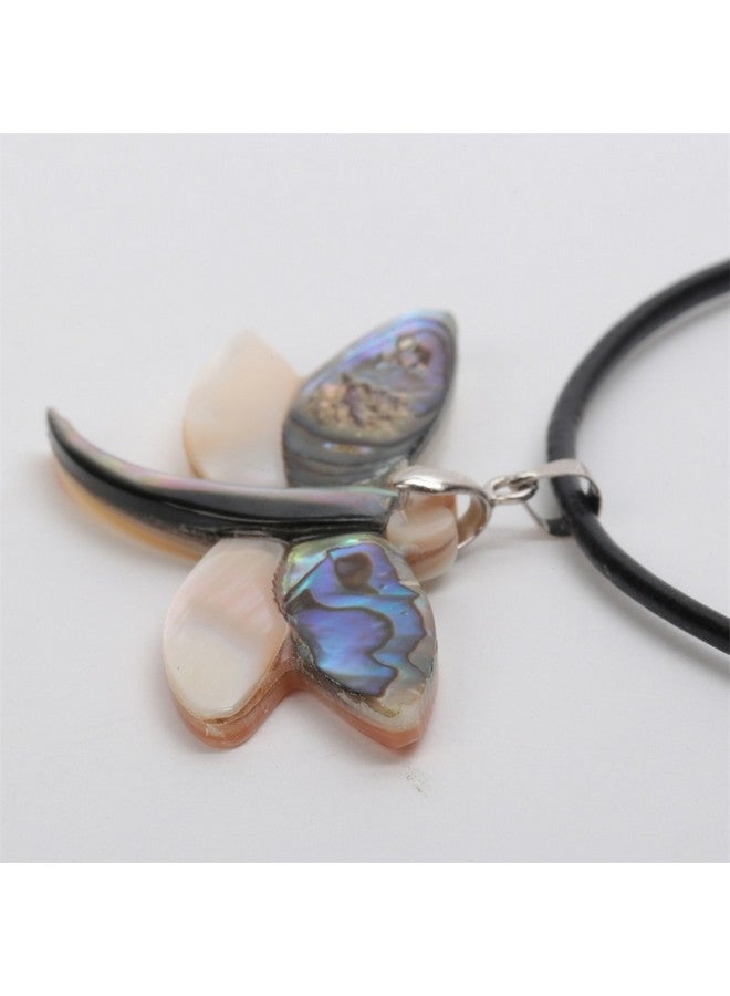 YACQ Hiddleston Womens Abalone Shell Dragonfly 925 Sterling Silver Black Leather Cord Pendant Necklace 18+2 Inch - Image 4