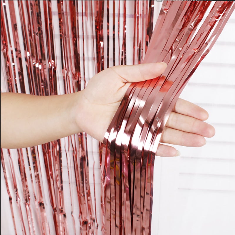 Rose Gold Tinsel Curtain 2m x 3m for Birthday and Christmas Decorations Rose Gold 