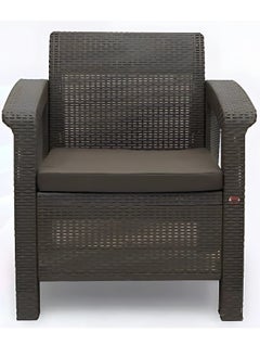 ALWASIT HOME 1 Seater Balcony Sofa with Cushion Indoor & Outdoor Furniture Patio Chair One Seater Perfect for Gardens Poolside Cafes Restaurants, Rattan Sofa Chair and Terraces Weathered Brown  - Image 1