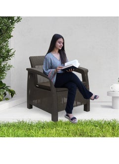 ALWASIT HOME 1 Seater Balcony Sofa with Cushion Indoor & Outdoor Furniture Patio Chair One Seater Perfect for Gardens Poolside Cafes Restaurants, Rattan Sofa Chair and Terraces Weathered Brown  - Image 3