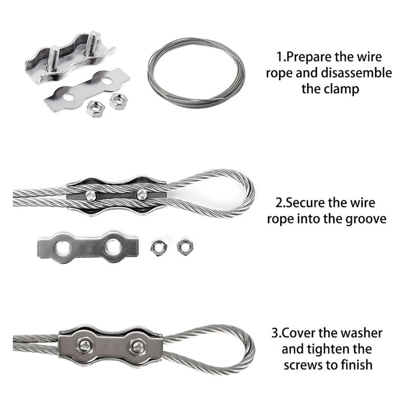 M8 Stainless Steel Waterproof Wire Rope Clamps Double Post Bolt Cable Locks 10pcs - Image 4