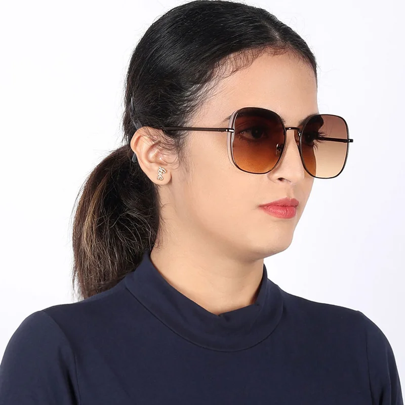 Woggles Latest & Stylish UV Protected Brown Oversized Sunglasses for Women