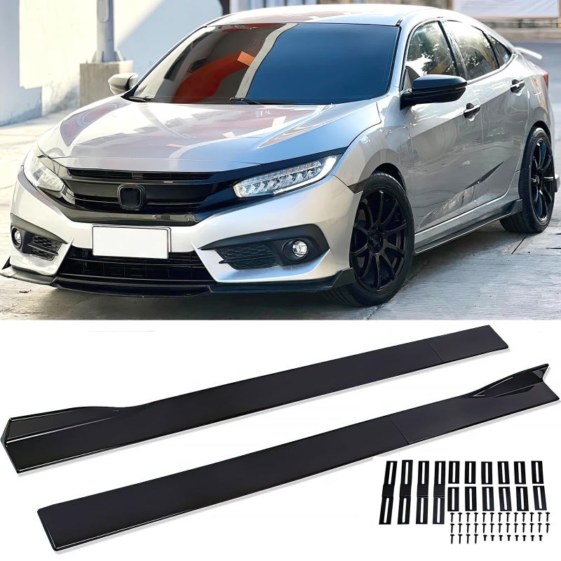 DREAMOTOR 2PCS Universal Car Side Skirts 866 Side Skirts Extension Splitter Lip Car Rocker Panels Side Skirt Body Kit Compatible with Honda Civic Toyota Corolla Nissan Altima VW Chevrolet Camaro