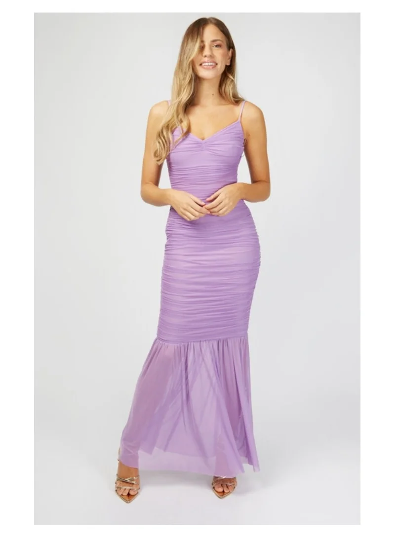 Little Mistress Little Mistress Lilac Ruched Maxi