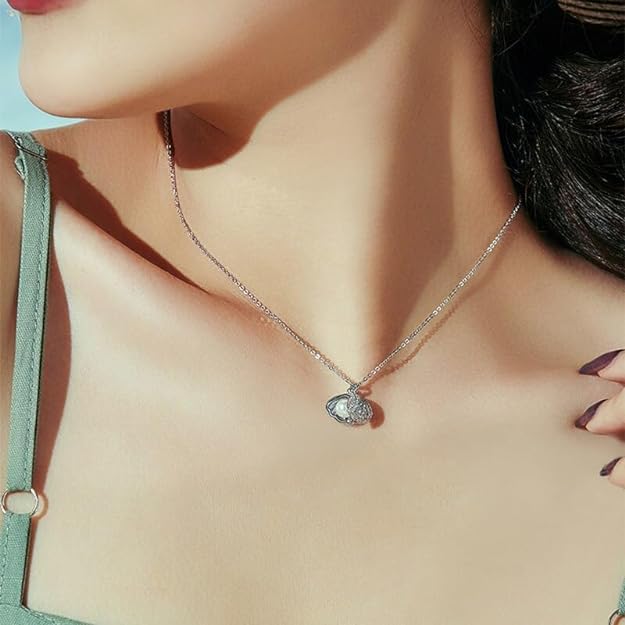 MIAMI Silver pendant necklace for women Girls Ladies girlfriend Wife Moti Shell Pearl Necklace for woman stylish locket diamond ad cz Pendants chains western Valentine Gift Anti tarnish jewelry - Image 2