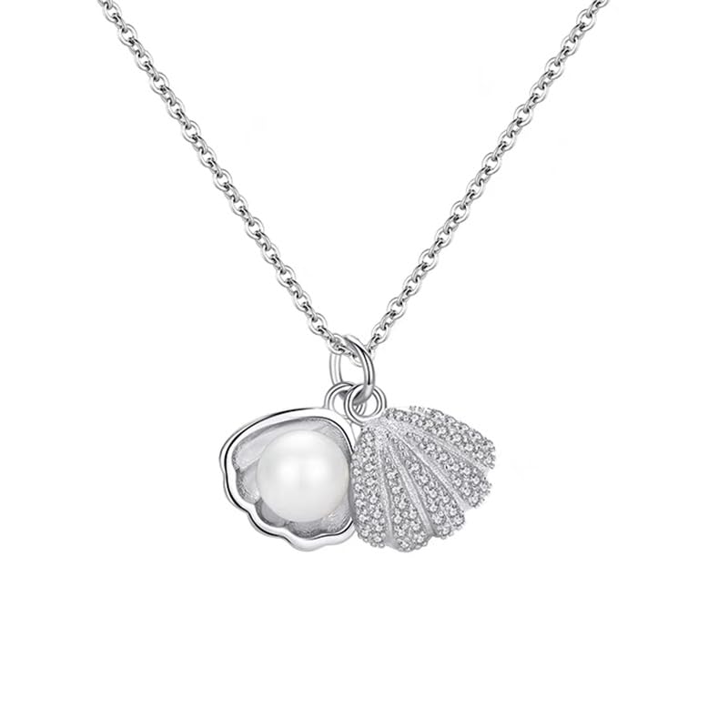 MIAMI Silver pendant necklace for women Girls Ladies girlfriend Wife Moti Shell Pearl Necklace for woman stylish locket diamond ad cz Pendants chains western Valentine Gift Anti tarnish jewelry - Image 1