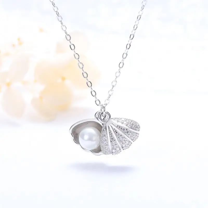MIAMI Silver pendant necklace for women Girls Ladies girlfriend Wife Moti Shell Pearl Necklace for woman stylish locket diamond ad cz Pendants chains western Valentine Gift Anti tarnish jewelry - Image 4