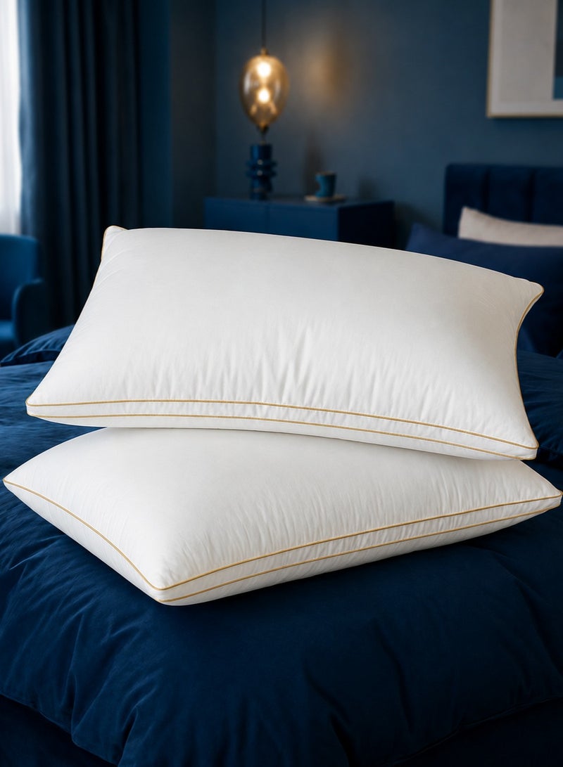 House One 2 Piece | Luxury Sleeping Pillow with Microfiber Filling, Elegant Double Gold Trim & Comfortable Support – 1000g - Image 1