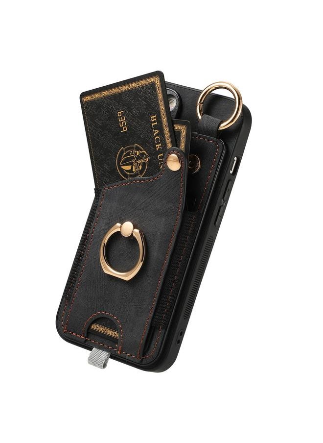 erorex - Case For iPhone 15 Plus Retro Skin-feel Ring Card Bag Phone Case with Hang Loop - Image 1