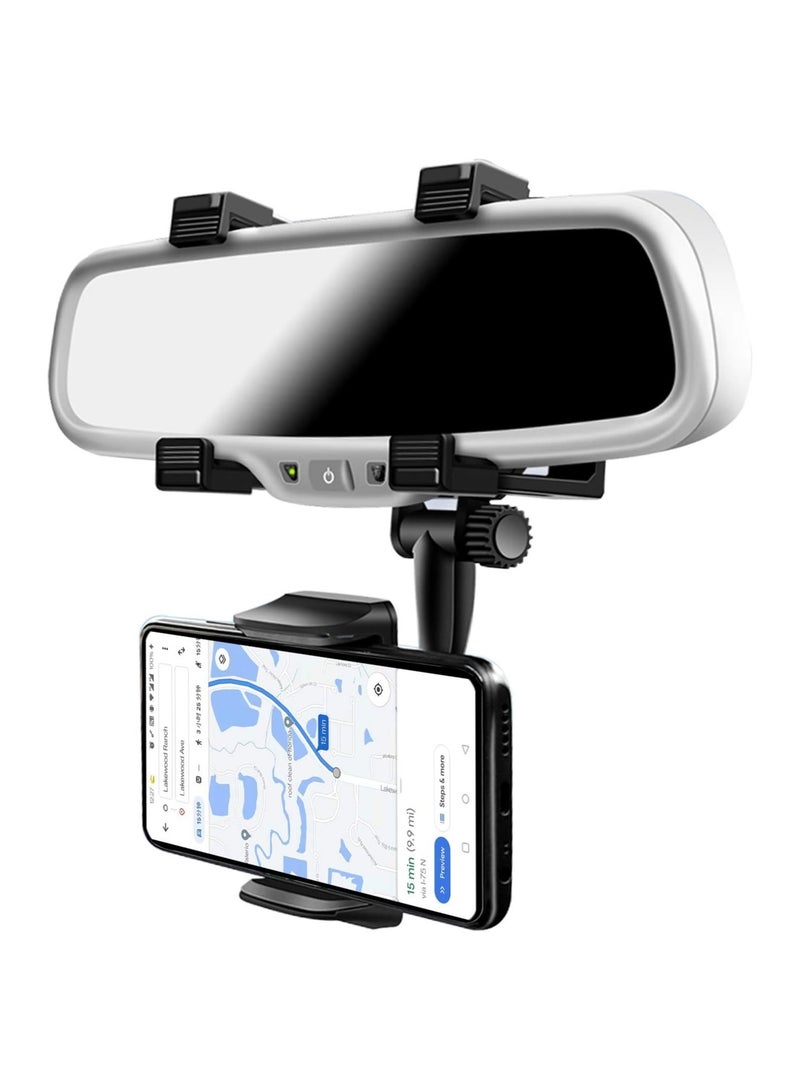 ELTRAZONE Car Rearview Mirror Phone Holder Car Phone Mount Phone Bracket Phone Stand with 27 Swivel and Adjustable Clips Universal Smartphone Cradle - Image 1