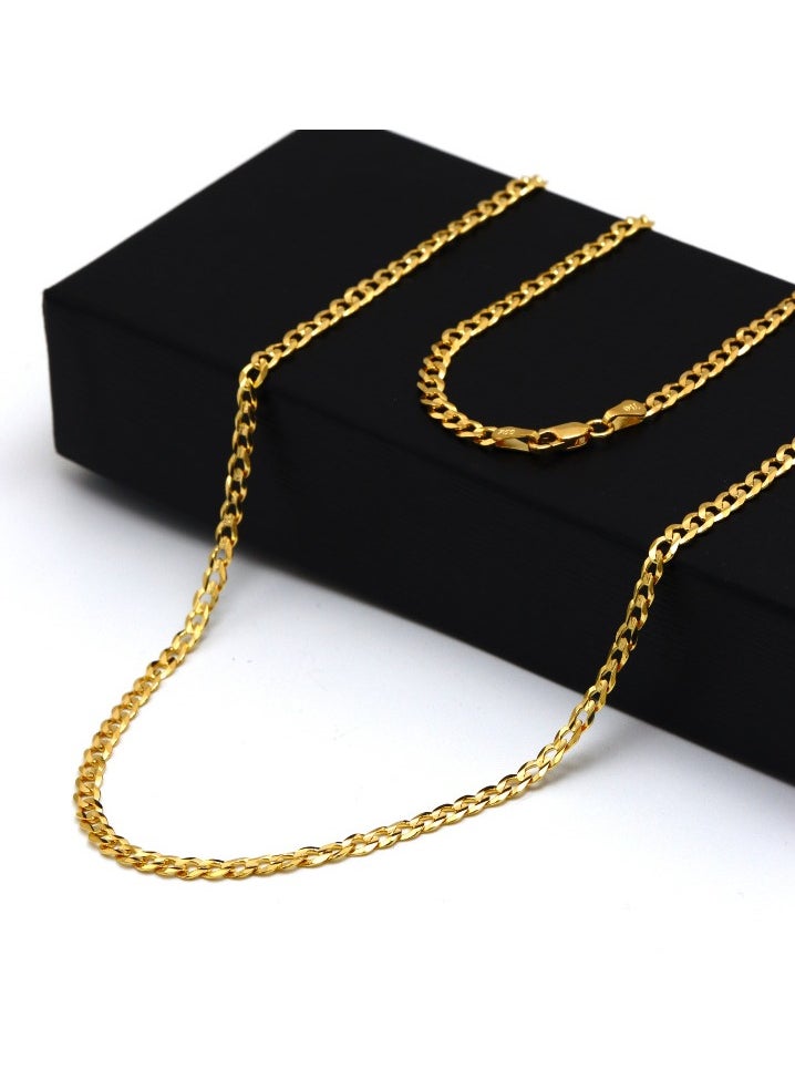 Gold Zone - Real Gold Solid Figaro Men Chain Necklace - Image 1