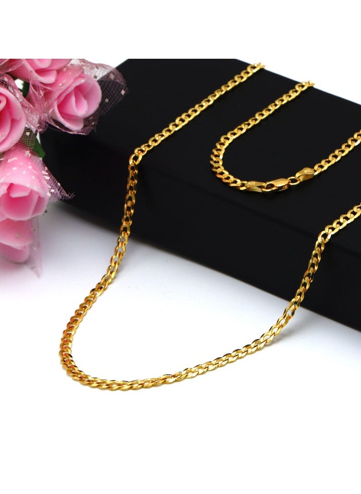 Gold Zone - Real Gold Solid Figaro Men Chain Necklace - Image 1
