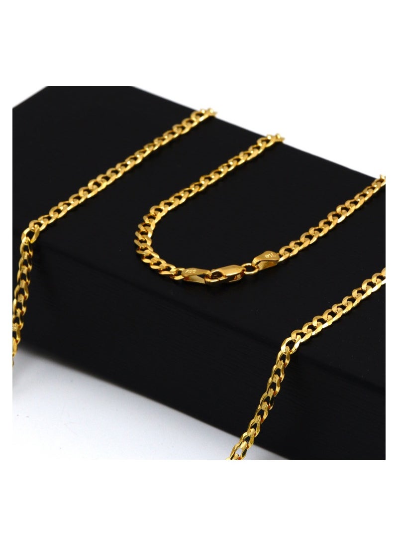 Gold Zone - Real Gold Solid Figaro Men Chain Necklace - Image 1