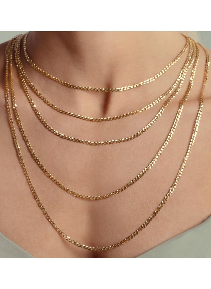 Gold Zone - Real Gold Solid Figaro Men Chain Necklace - Image 1