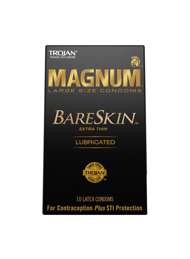 Trojan Magnum Bareskin Large Size Condoms - 10 Count - Image 1