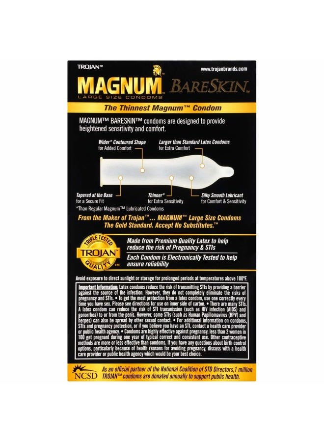 Trojan Magnum Bareskin Large Size Condoms - 10 Count - Image 2