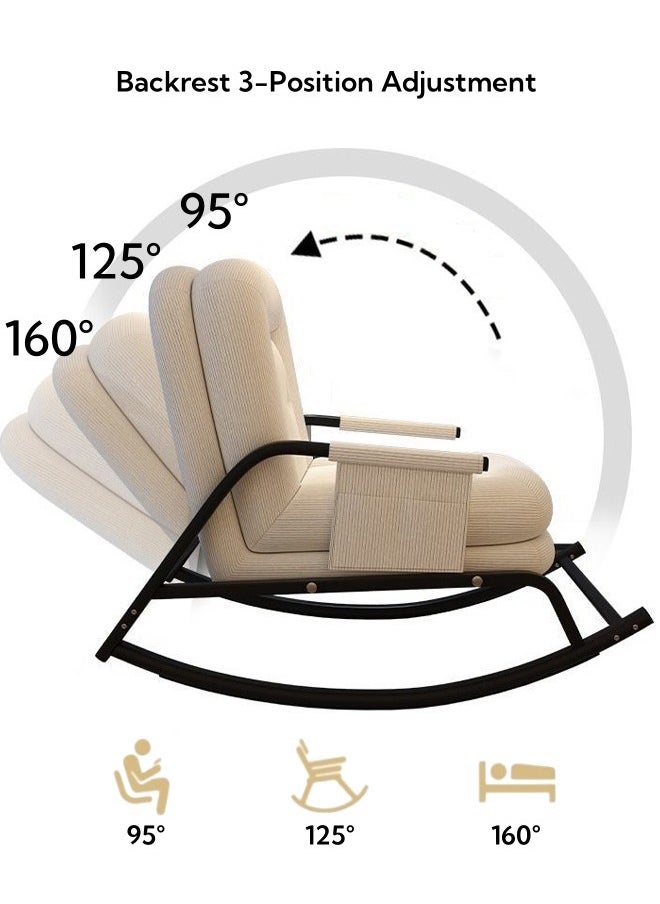 Recliner Chair, Corduroy Upholstered Rocking Chair, Modern Ergonomic Rocker, Accent Rocker Armchair Adjustable Backrest and Side Pocket Comfy Side Chair for Living Room, Bedroom (White) - pzsku/Z97C1CDAD74EDE9C0D703Z/45/_/1725086375/37b3054b-394a-470f-bf90-cebc6aae692f