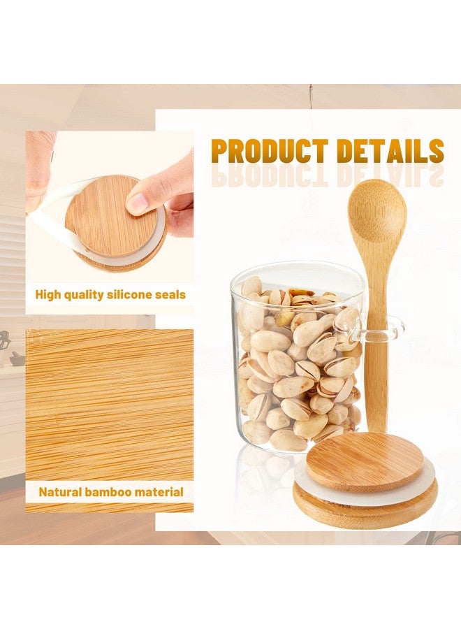 Tessco Set of 12 Spice Jars Airtight Glass Jars with Bamboo Lids and Wood Spoons 6 oz Clear Glass Canisters Spice Containers Sugar Container for Kitchen Food Storage Organization Beans Tea Nuts - Image 4