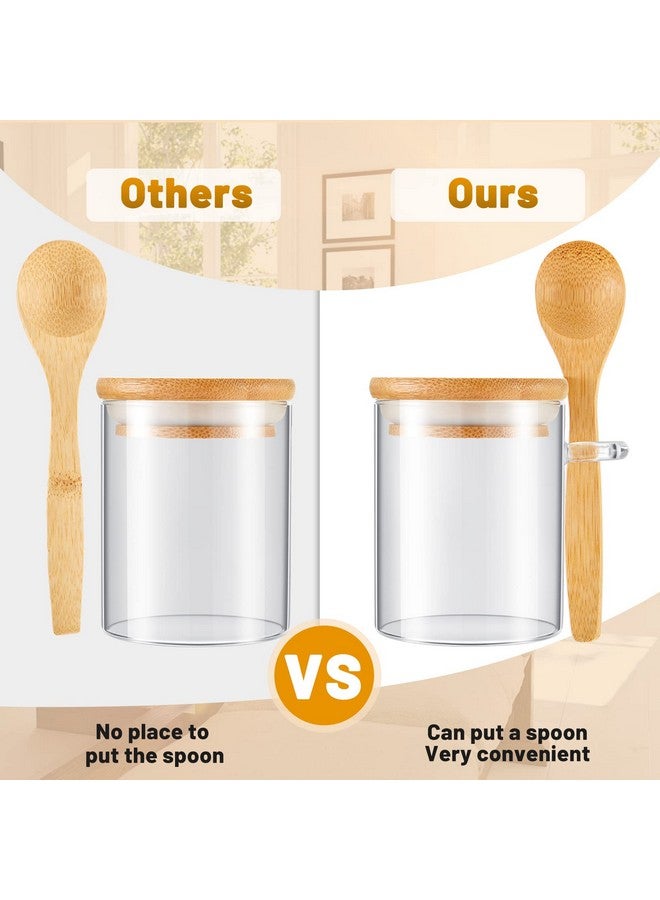 Tessco Set of 12 Spice Jars Airtight Glass Jars with Bamboo Lids and Wood Spoons 6 oz Clear Glass Canisters Spice Containers Sugar Container for Kitchen Food Storage Organization Beans Tea Nuts - Image 3