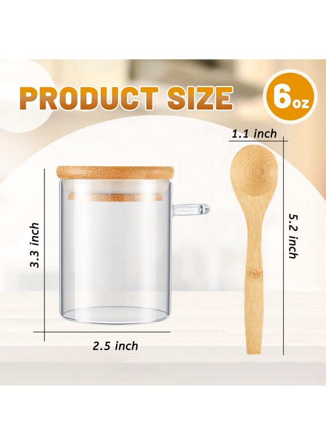 Tessco Set of 12 Spice Jars Airtight Glass Jars with Bamboo Lids and Wood Spoons 6 oz Clear Glass Canisters Spice Containers Sugar Container for Kitchen Food Storage Organization Beans Tea Nuts - Image 2
