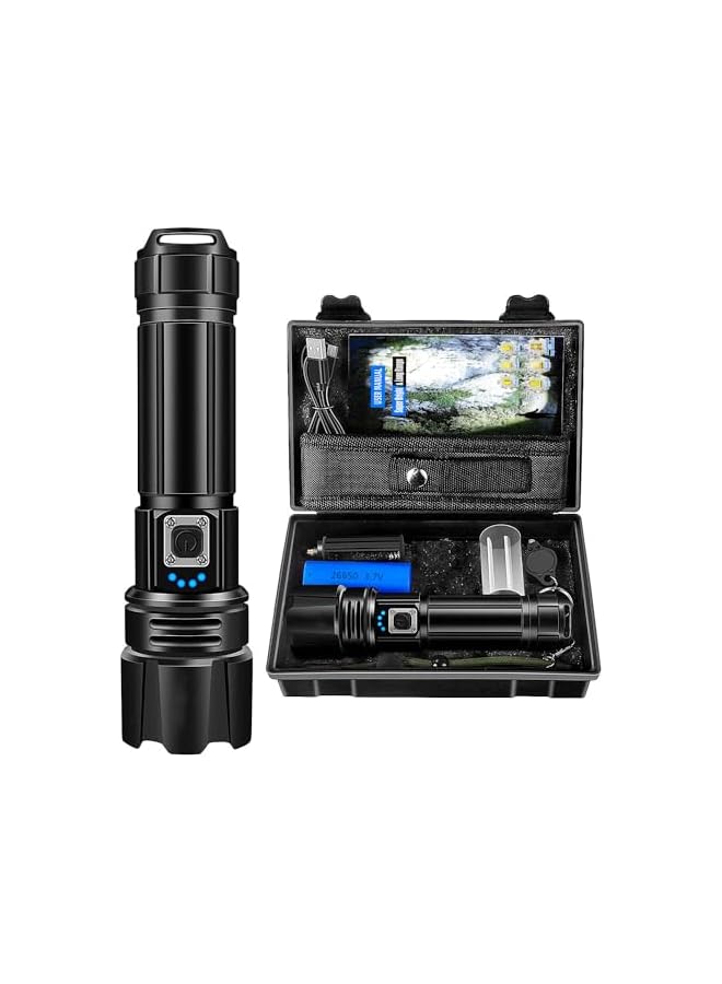 promass Flashlight Led USB Rechargeable, 10000 lumens Torch Light XHP70.2, Super Bright Tactical Flashlights, IP67 Waterproof Zoomable, USB Handheld Powerful Torches for Outdoor Camping Emergency - Image 2