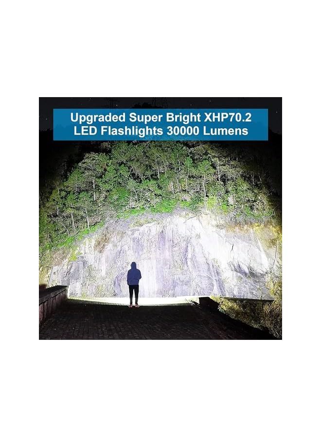 promass Flashlight Led USB Rechargeable, 10000 lumens Torch Light XHP70.2, Super Bright Tactical Flashlights, IP67 Waterproof Zoomable, USB Handheld Powerful Torches for Outdoor Camping Emergency - Image 4