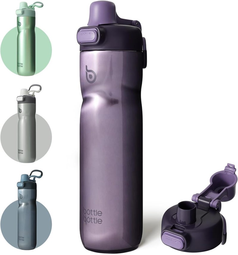 BOTTLE BOTTLE Insulated Water Bottle 24 oz with Handle and Flip Top Lid - Purple - Image 1
