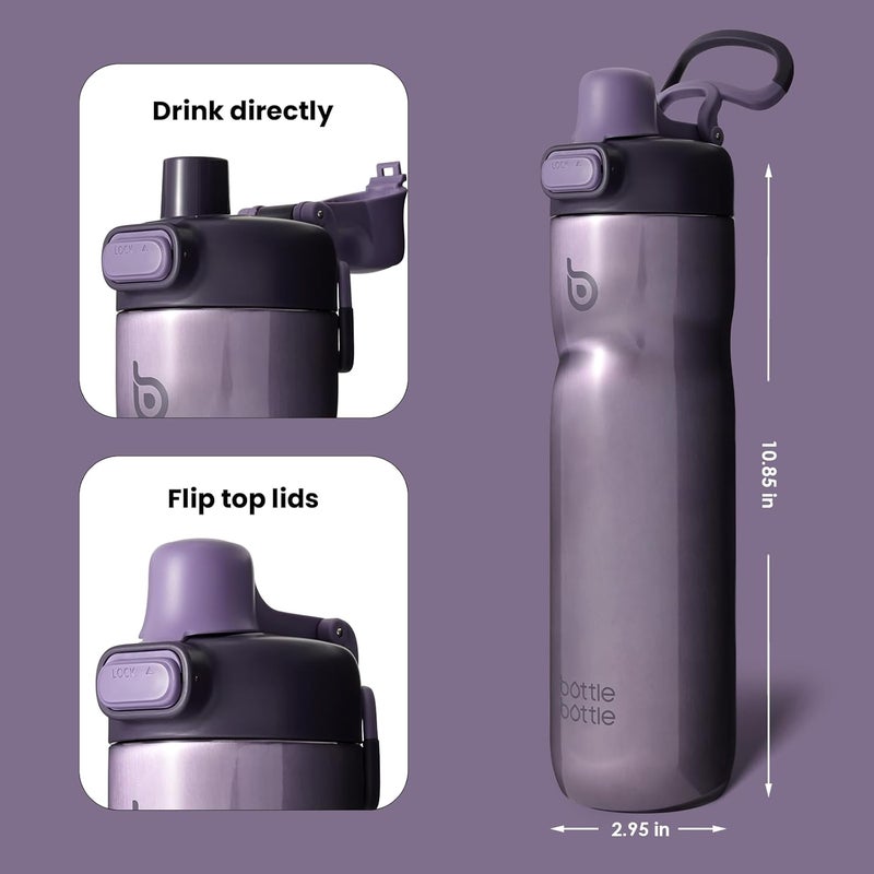BOTTLE BOTTLE Insulated Water Bottle 24 oz with Handle and Flip Top Lid - Purple - Image 3