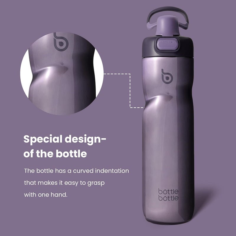 BOTTLE BOTTLE Insulated Water Bottle 24 oz with Handle and Flip Top Lid - Purple - Image 5
